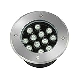 ALGXYQ Draussen LED Bodeneinbauleuchte AC110-230V 304 Edelstahl Runde Form RGB Einbaustrahler IP67 Wasserdicht Plaza Korridor Gartenpool (Color : 24W, Size : Warm White Light)