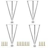 Silberne Haarnadelbeine,4 Stück Verstellbare DIY-Metall Tischbeine Hairpin Legs,Edelstahl Möbelfüße,Ersatz Beine Möbelbein Sofafüße Tischkufen Badezimmerschrank-Stützfuß,mit Schrauben (20cm/8in)