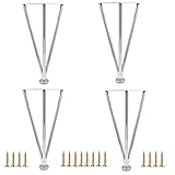 Silberne Haarnadelbeine,4 Stück Verstellbare DIY-Metall Tischbeine Hairpin Legs,Edelstahl Möbelfüße,Ersatz Beine Möbelbein Sofafüße Tischkufen Badezimmerschrank-Stützfuß,mit Schrauben (20cm/8in)