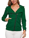 WBYFDC Hoodies Frauen Zip Up Hoodie Lässige Sweatshirts Jacke Langarm Schräger Reißverschluss Dicker Kapuzen Herbst W