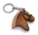 Onwomania - '-Pferdekopf Pferd Pony Schlüsselanhänger - Holz Glücksbringer z.B. für den besten Freund, die Beste Freundin, Mama - Für Männer, Frauen &