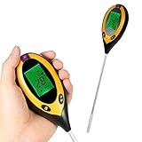 Boden-Tester, 4-in-1 Bodentester, Feuchtigkeitsmessgerät, pH-Wert, Temperatur, Sonnenlicht, Lux Intensitätsmessgerät, LCD-Display, für Garten, Bauernhof, Rasen, Pflanzen, B