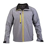 HSW Smart – Multifunktionale Softshelljacke für Herren – Atmungsaktive, wasser- und winddichte Arbeitsjacke / Funktionsjacke mit Brusttasche – Hochwertige und modische Arbeitsbekleidung – Grau, 4XL