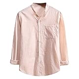 Herrenbekleidung für Frühling und Sommer, langärmlig, Baumwolle und Leinen, einfarbig, Herren, warm, für Herren, Rugby-Shirts, Patchwork-Tops, Größe S-XXXXXXXL, Khaki1, M