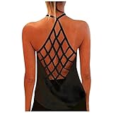 Sexy Bluse Weste Mode Tanktop personalisiertes, bedrucktes, sexy, rückenfreies Tanktop für Damen,Sporttop Yoga Rückenfrei Oberteil Laufen Fitness Funktions Shirt Tank Tops(3-Schwarz:L)