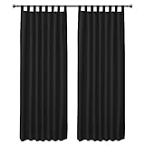 FLOWEROOM Blickdichte Vorhänge Verdunkelungsvorhänge mit Schlaufen für Schlafzimmer, 245x140cm (HxB), Schwarz - Thermogardine Gardinen/Lichtundurchlässige Vorhang Geräuschreduzierung, 2 S