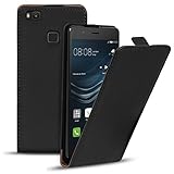 Conie Hülle für Huawei P9 Lite Flip Case, Klapphülle Schwarz, PU Leather Case, Premium Handy Schutz Hülle aus PU Leder, für Huawei P9 Lite (5.2')