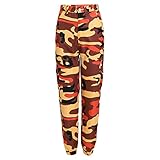 Damen Sweatshose Leger Camouflage Druck Elastisch Knöchel Lässige Hip Hop Seitentaschen Sporthose Mittlere Taille Elegant Bunt Cargo Haremshose Multi Pocket Jogger Trainingshose,Orange,S