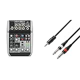 Behringer Xenyx Q502USB Powered Mixer & Adam Hall Cables K3YWPP0300 Audiokabel 3,5mm Klinke Stereo auf 2 x 6,3mm Klinke Mono 3