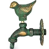 Kugelauslaufhahn Vintage Messing Grüner Vogel Kühle Wasser Wasserhahn Outdoor Home Garten Wanddekor Tierfiguren 20mm EIN Wasser Wasserhahn (Color : Green, Size : 8x8.5x15cmH)