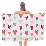 Badetuch Mikrofaser Strandtuch Ultra Saugfähiges Weiches Schnell Trocknendes Badetuch für Sport Yoga Reisen 80 x 130 cm, Aquarell Valentinstag H