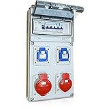 grenda-hammer CEE Verteiler Steckdosenverteiler 1x CEE 400V 32A / 1x CEE 400V 16A / 2x Schukosteckdosen 250V 16A einzeln abg