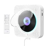 Gueray CD Player Bluetooth mit Hintergrundlicht Lautsprecher CD-Player für Wandmontage Unterstützt Fernbedienung LED-Anzeige FM-Radio USB- und TF-Kartenwiedergabe 3,5 mm Audiobuchse Staubschutzhü