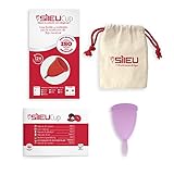 Sileu Menstruationstasse Classic - Beste Alternative zu Tampons und Damenbinden - Hypoallergenes medizinisches Silikon - Kostenlose Beuteltasche - Größe L, L
