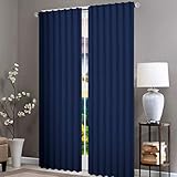 Native Fab 2 Vorhänge aus 100% Baumwolle, waschbar, für Wohnzimmer, Küche, Kinderzimmer, Schlafzimmer, 132 x 244 cm, marineb