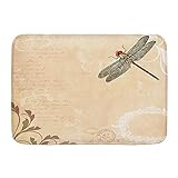 Fußmatten, Libelle Vintage Style Druck Briefpapier, Küche Boden Bad Teppich Matte Saugfähig Innen Bad Dekor Fuß