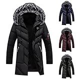 Herren Winterjacke Gefüttert Kapuzenjacke Übergangjacke Winter Jacke Parka mit Kapuze Herbst Windjacke Mäntel Outdoor Solid Fleece Freizeitjacke Arbeitsjacke Reißverschluss Tasche Windbreak