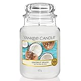 Yankee Candle Duftkerze im Glas (groß) | Coconut Splash | Brenndauer bis zu 150 S