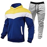 Jogginganzug Herren Frühling Trainingsanzug Herren Set Sportanzug für Männer , Men Jogging Fitness Herren Freizeitanzug mit Kapuze Suit Colorblock Sport Hausanzug Tracksuit 2 Set Jacke Hose Anzug