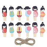 SOIMISS 12 Stücke Mini Holz Wäscheklammern Japanische Kimono Puppe Form Bild Pegs Memo Foto Clips Für Valentinstag Engagement Hochzeits- Foto- Display