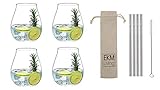 Riedel 5414/67 Gin Tonic Gläser Set 4 Stück + Gratis 4er Set EKM Living Edelstahl Strohhalme (Silber)