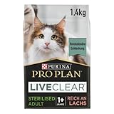 PURINA PRO PLAN LIVECLEAR Sterilised Katzenfutter trocken für sterilisierte Katzen, reich an Lachs, 6er Pack (6 x 1,4kg)