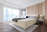 Best for Home Boxspringbett Polsterbett Sawana mit Bonellfederkern-Matratze und Topper Schlafzimmer (Vanille, 90x200cm)