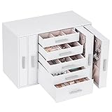 ANWBROAD Schmuckschatulle mit 9 Schubladen für Frauen Groß Schmuckkästchen für Ringe Anhänger Ohrringe Halsketten Ohrstecker Broschen Manschettenknöpfe Schmuckbox JJB017W