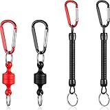 Gejoy 2 Stücke Magnetischer Netz Freigabe Halter Metall Netz Freigabe Clip Schlüsselbund Haken mit 2 Stücke Spiralclip Federspulen Schlüsselbund zum Flieg