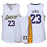 Xin Hai Yuan Jungen Basketballtrikot Set, 23# Kinder Basketball Uniform Herren Mesh Schnell Trocknende Weste Training Uniform Jersey Shorts, XS-5XL, Weiß, XS