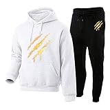Sportbekleidung Herren mit Kapuze Freizeitanzug Sporthose Set Jogginghose mit Taschen Sweatshirt und Trainingshose Activewear für Jogger Gym Fitness Running Herbst und Winter Hausanzug Herrenanzüg