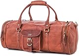 Berliner Bags Weekender Texas L Reisetasche Handgepäck Sporttasche aus Leder Vintage Damen Herren Braun Rund 55 cm 35