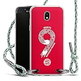 DeinDesign Carry Case kompatibel mit Samsung Galaxy J5 Duos 2017 Hülle mit Band Handykette zum Umhängen hellgrün FC Bayern München Fanartikel M
