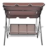 Gawany Hollywoodschaukel Gartenschaukel mit Sonnendach 3-Sitzer Schaukel Stuhl Schaukelbank Gartenmöbel Stahl 178 x 112 x 155 cm (L x B x H),Kaffeeb