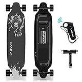 HOVERMAX Elektro Skateboard, 35,4x9 Zoll Elektrisches Longboard-Skateboard mit Fernbedienung, Geeignet für Erwachsene, Jugendliche und Anfänger, 400W Brushless-Motor, 11-Stöckiges Ahorndeck, Schw