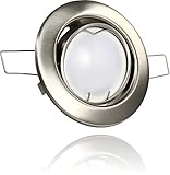 LEDFULL® Einbaurahmen rund schwenkbar Eisen-gebürstet Set inkl. 5W GU10 230V Milchglas LED Spot 120° Warmweiß 3000
