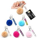 TBoxBo 5 Stück Karten-Greifer Kartenclips ATM kontaktlose Kartenausdreher niedlicher Pom Pom Ball lange Nagelkarte Extraktor Schlüsselanhänger mit Kartenzieher für M