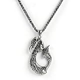 YANGFJcor Herren Distressed Vintage Edelstahl Angelhaken Anhänger Halskette,Handgeschnitzt Frauen Tribal Angeln Nautische Halskette Schmuck Geschenk (Mit 24 Zoll Kette),Snake Bone C