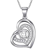 Morella® Damen Halskette Herz Buchstabe H 925 Silber rhodiniert mit Zirkoniasteinen weiß 46