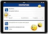 'SMARTPHONE' 10 Cartes d'invitation pour Anniversaire, Partie, fête en Français avec Smileys/Émoticônes des EDITIONS COLIBRI (10663 FR)