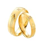 ANAZOZ Paar Ring Eheringe Paarpreis Unisex 2Pcs Paare Zirkonia Pfeil Ring Edelstahl Paare Ringe Gold Paarring