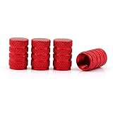 DM Autoteile Aluminium Auto Ventilkappen 4-er Set versch. Farben mit Dichtung (Rot)