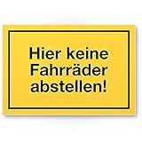Komma Security Hier keine Fahrräder abstellen verboten - Kunststoff Schild 30 x 20 cm - Hinweisschild Hauswand Schaufenster Verbotsschild Fahrradfahrer - Warnhinweis parken verb