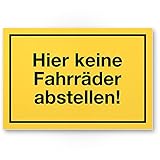 Komma Security Hier keine Fahrräder abstellen verboten - Kunststoff Schild 30 x 20 cm - Hinweisschild Hauswand Schaufenster Verbotsschild Fahrradfahrer - Warnhinweis parken verb