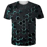 NEWISTAR Unisex Jugend 3D Druck Grafik Casual Kurzarm T-Shirt , Linien, M