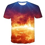 SNPQ Unisex 3D Aufdruck T-Shirts,Unisex T-Shirt Lose O-Ausschnitt Kurzarm 3D-Druck Flammengrafik Lässige Streetwear Neuheit Geburtstagsgeschenk Für Studentenpaare Freund,S