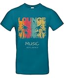 Smilo & Bron Herren T-Shirt mit Motiv Lounge Music Bedruckt Türkis Diva Blue 3XL