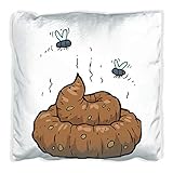 Wallario Premium Kissen, weiche Oberfläche, mit Motiv Comic Scheißhaufen mit Fliegen, Größe: 30 x 30