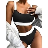 Jiangying Damen Bademode Hohe Taille Split Frauen Sexy Badeanzug Bikinis Krawattenknoten Riemchen Ausschnitt Zweiteiliger Badeanzug Bauch Kontrolle Schwimmkostüm innate new