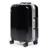 FERGÉ® Handgepäck-Koffer mit Alurahmen Bordeaux Trolley-Kabinengepäck Hartschale | Hartschalenkoffer mit 4 Zwillingsrollen (360°) | Koffer schwarz glänzend | Premium-QUALITÄT